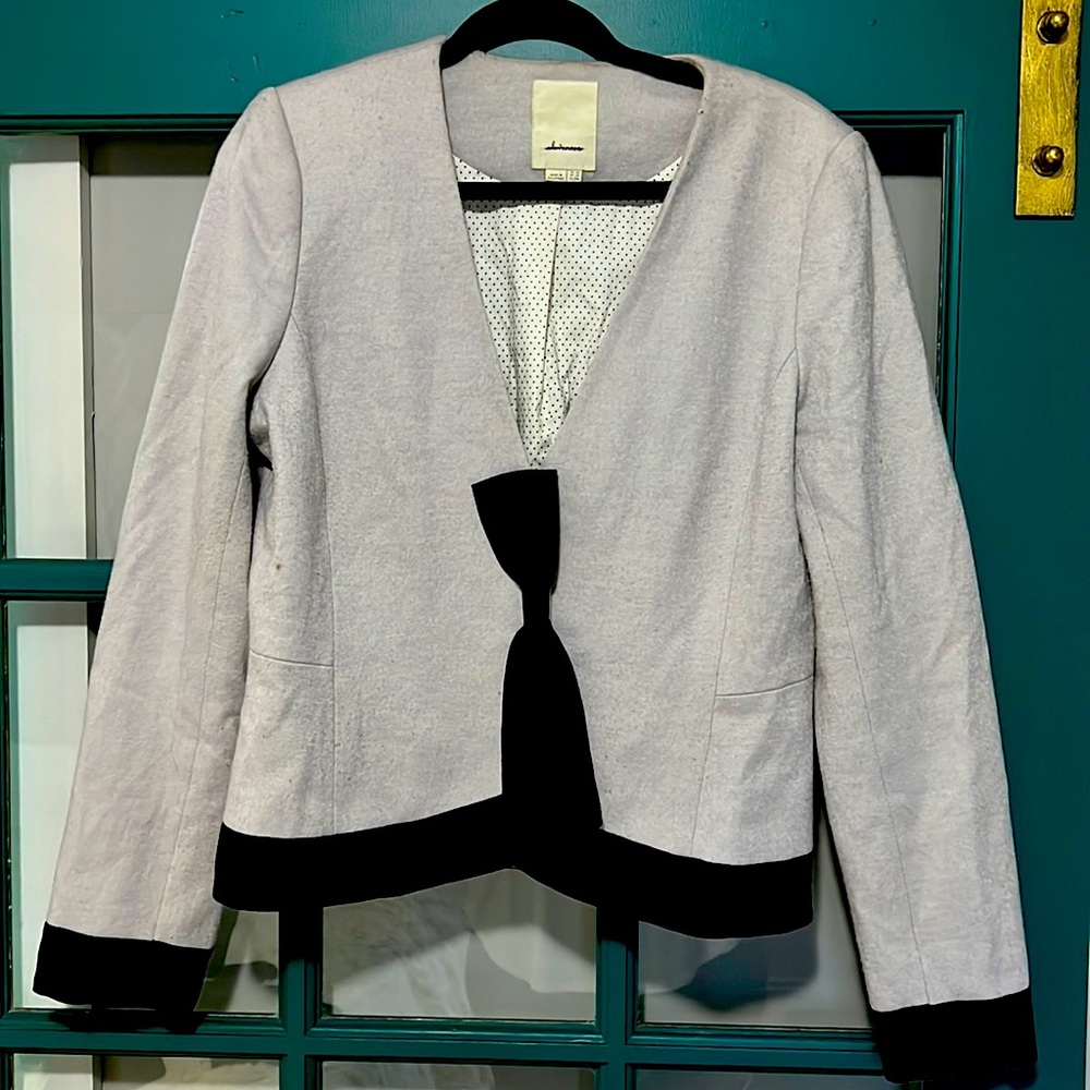 Anthropologie Elevenses Bow Front Wool Blazer 14